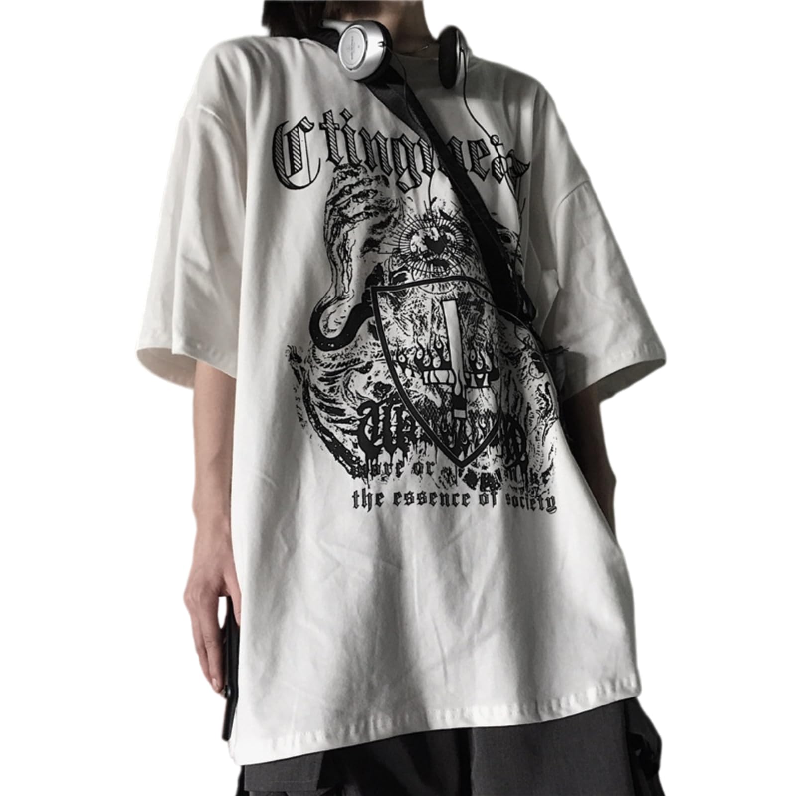 Amazon.com: Men Women Y2K Goth Shirt Emo Alt Cross Graphic Tee